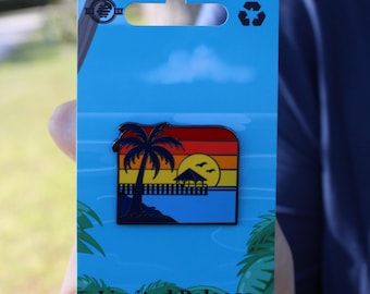Florida Keys Sunset Enamel Pin - Tropical Palm Tree Ocean Lapel
