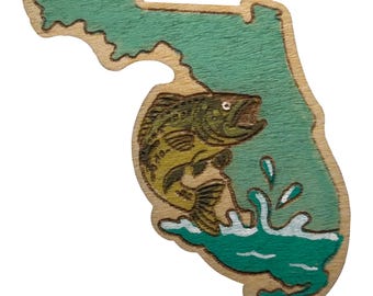 Florida Largemouth Bass - Wooden Lapel Pin & Magnet