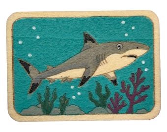 Black Tip Reef Shark - Wooden Lapel Pin & Magnet