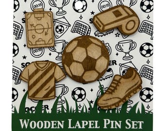 2026 - Soccer/ Futebol - Wooden Lapel Pin Set of 5 - With Magnets