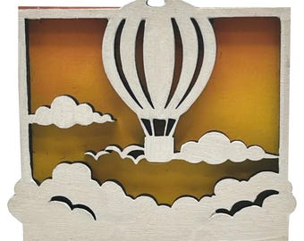 Hot Air Balloon at Sunset - Wooden Pin & Magnet