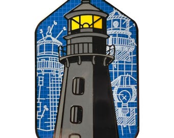 Garden Key Lighthouse - Blueprint - Lapel Pin With Magnet - Fort Jefferson