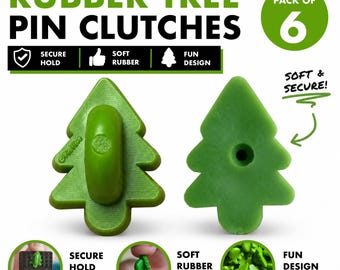 Green Tree - Rubber Pin Clutches (CH-13) (Pack of 6)