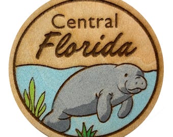 Central Florida Manatee - Wooden Pin & Magnet