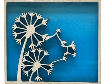 Dientes de león meciéndose con el viento - Pin de madera e imán