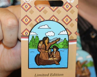 Sacagawea, Lewis, and Clark Pin - Traveling Down the Missouri River - LE 200