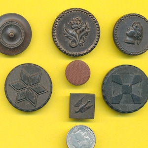 Antique Goodyear Rubber Buttons  - Lot of 7  Back Mark 1851 Patent