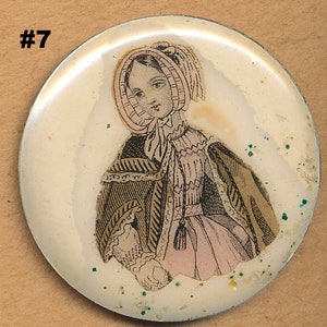 Collectible Button - Watch Crystal Studio by Theodore Gates#7  - Godey  Lady from Mid 1800&#39;s