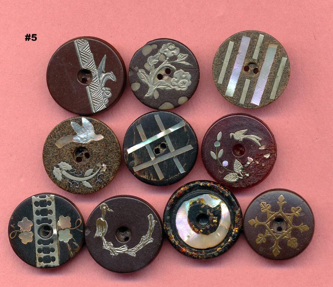 Antique Composition and Horn Inlay Buttons - Lot of 10 Buttons Lot #5 ...