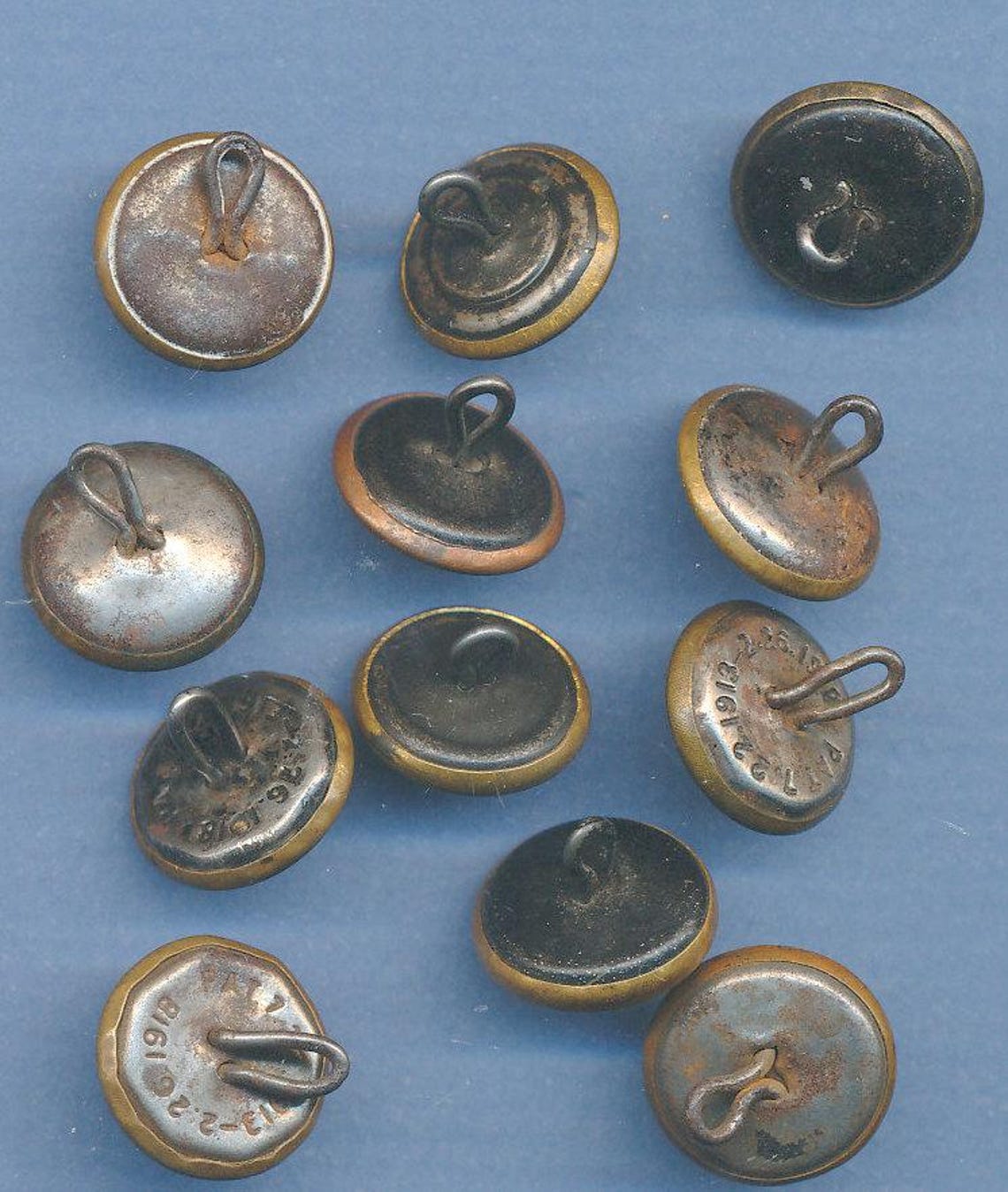 Antique Work Clothes Overall Wobble Shank Buttons #1 Lot of 12 Buttons ...