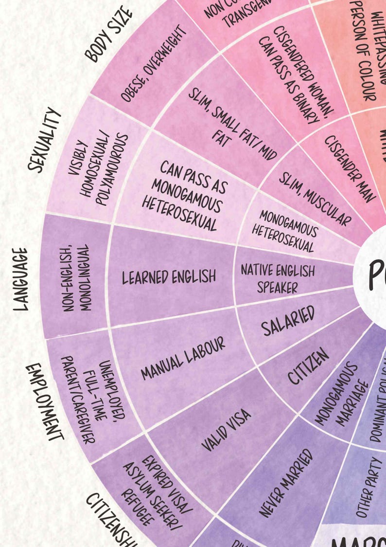 Roue d'intersectionnalité imprimable | Identité et roue du pouvoir | Affiche DEI | Infographie sur la justice sociale | Téléchargement numérique image 5