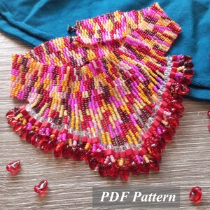 Wide Peyote Choker Pattern | Color Block Beadweaving | PDF Tutorial | Beading Instruction | Carmine Chaos