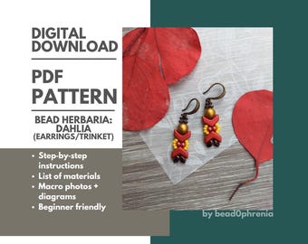 Dahlia Bead Pattern: Miniature Earrings, Pendant, Charm (Digital Download)