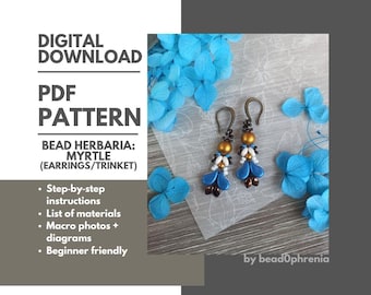 Modello di perline di mirto: orecchini in miniatura, ciondolo, charm (download digitale)