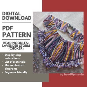 Wide Peyote Choker Pattern | Color Block Beadweaving | PDF Tutorial | Lavender Storm