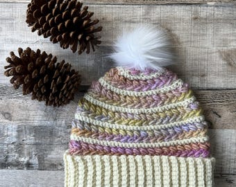 Yellow and Red Crochet Beanie: Funky Acrylic Winter Hat - Etsy display picture 1