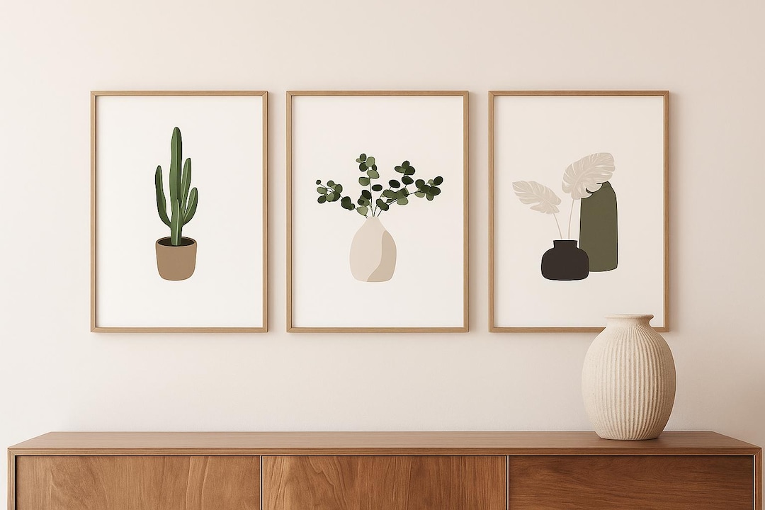 Minimalist Plant Wall Art Set of 3 | Botanical Print, Modern Line Art ...