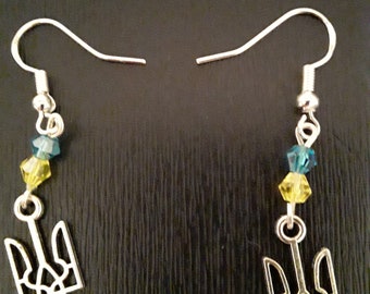 Beaded Ukrainian Tryzub Drop Earrings