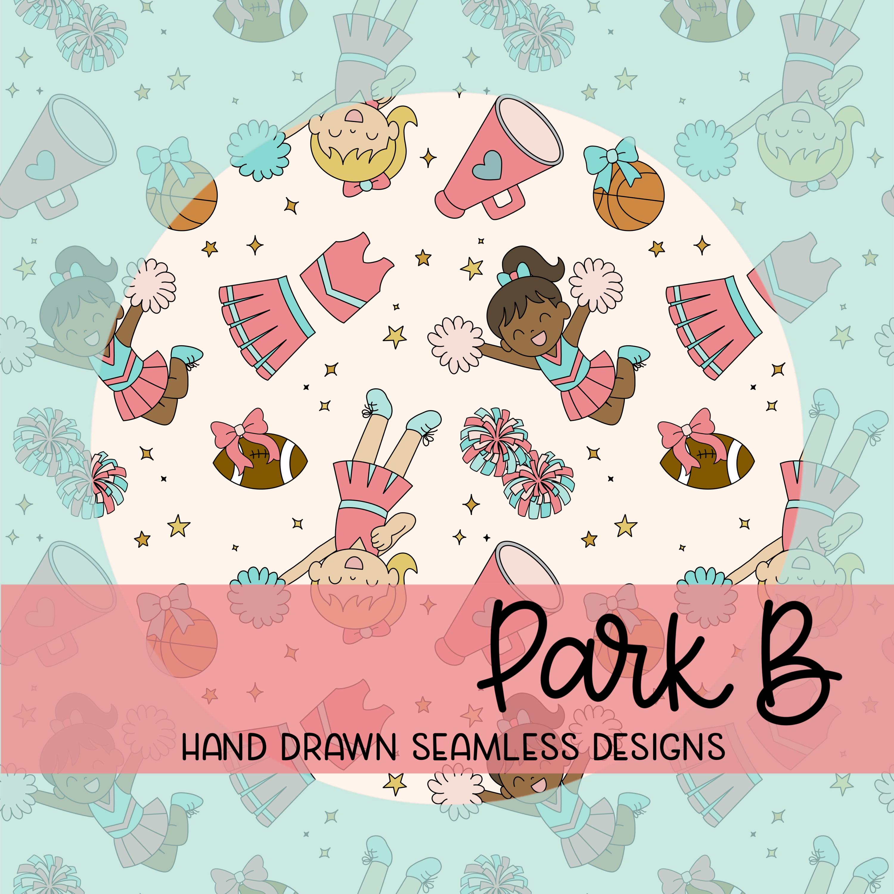 Cheerleading Seamless Pattern, Cute Cheerleader Fabric Design ...