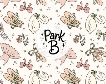 Cute Ballet Seamless Pattern | Pink Green Printable Background for Crafts | Dance Seamless Design Digital Paper | Instant Download