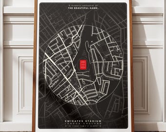 Emirates Stadium Map Poster: Digital Football Fan Gift Ideas (Instant Download)