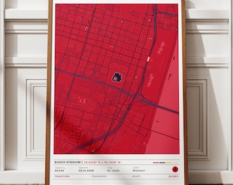 Póster con el mapa del estadio Busch: Ideas de regalo para aficionados al béisbol (Descarga digital)