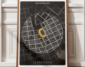 La Bombonera Stadium Poster: Minimalist Argentina Location Map Wall Art (Digital Download)