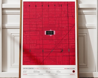 Mappa dello stadio United Center: poster NBA dei Chicago Bulls (download immediato)