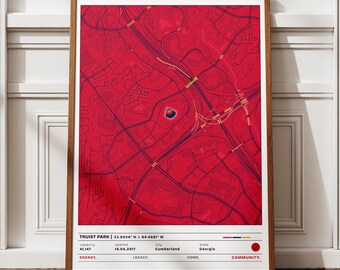 Truist Park Stadium Map Poster: Mid Century Modern Cumberland City Poster (Digital Download)