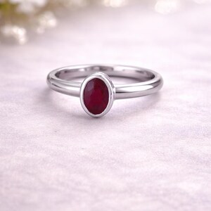 Bague rubis naturel, argent sterling 925, design bohème ovale - Bijoux traditionnels artisanaux