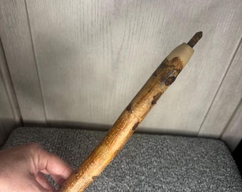 12" White Birch Wood Wand with Tiger's Eye Crystal Point