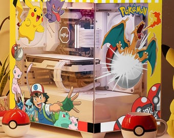 Pokemon PC Case Skin, Sticker - Pikachu Anime Gaming Pc Decal, Gift For Gamer