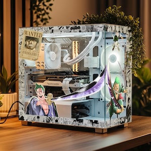 Zoro PC Case Decal: UV DTF One Piece Anime Sticker Skin, Easy Install