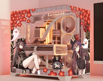 Hu-Tao Anime PC Case Skin, Sticker - Genshin Impact Inspired Gaming Pc, Decal Gamer Gift