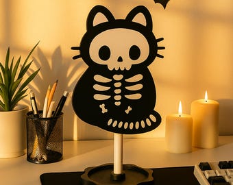 Halloween Katze Kopfhörerständer: Gruseliger PC Gamer Schreibtisch Organizer