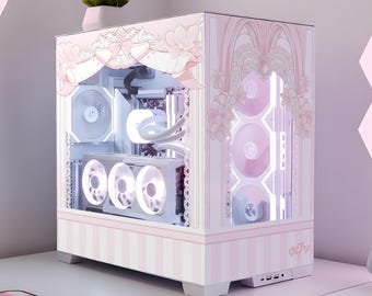 Sakura Palace PC Case Skin, Pink Kawaii Sticker - Cozy Gaming Decal - Gamer Girl Gift