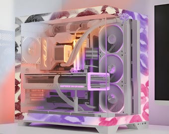 Custom Lipstick Kiss Pattern PC Case Sticker - Gaming Pc Skin, Decal - Gamer Gift