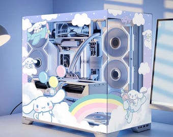 Cute puppy PC Case Skin, Japanese Gaming PC, Decal, Gamer Gift