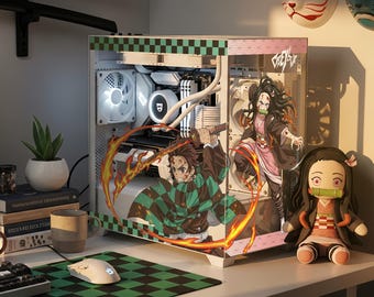 Anime demon Hunter PC Case Skin, Japanese Gaming PC, Decal, Gamer Gift