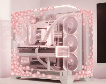 Sakura Themed PC Case Skin, Sticker - Cherry Blossom Gaming Pc, Decal Gamer Gift