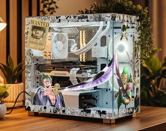 Three-sword Case Skin, Warrior Gaming PC Decal, Custom Size, RGB Compatible