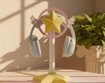 Star-Themed Headphone Stand: Celestial Cozy Gamer Desk Organizer - Gamer Gift