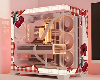 Cherry PC Case Sticker - Gaming Pc Skin, Decal - Gamer Girl Gift