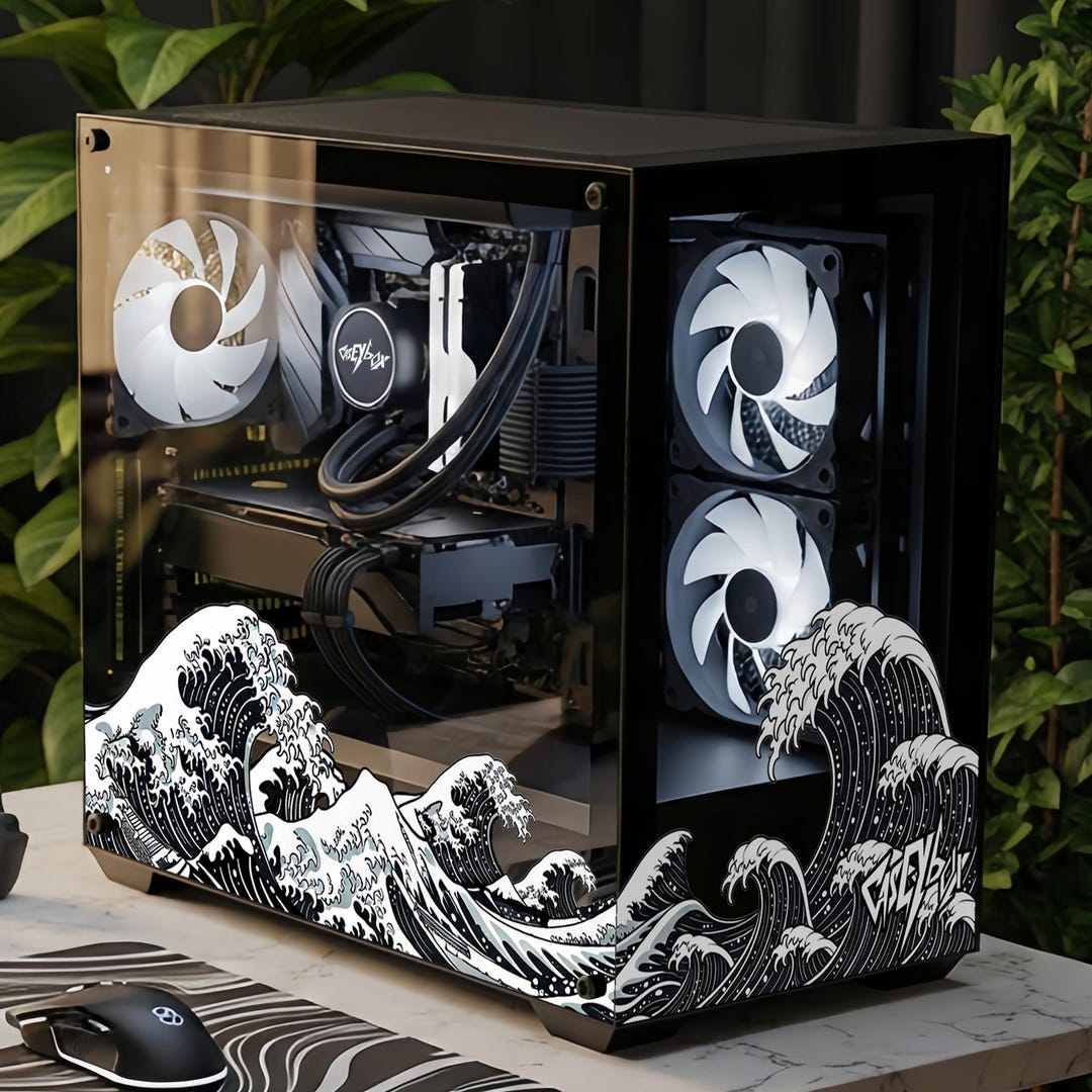 Wave Themed PC Case Skin, Sticker - Japanese Waves Gaming Pc Decal - Etsy