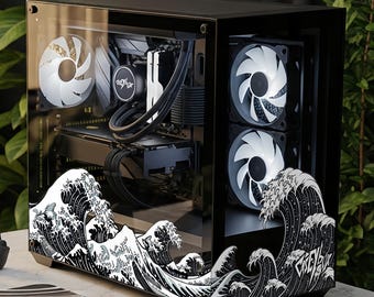 Wave Themed PC Case Skin, Sticker - Japanese Waves Gaming Pc Decal