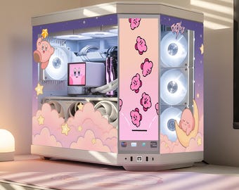Kirby PC Case Skin, Sticker - Pink Kawaii Anime Gaming Pc, Decal Gift For Gamers