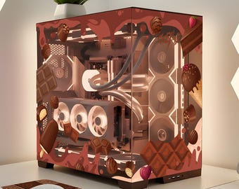 Chocolate PC Case Skin, Sticker - Cozy Kawaii Gaming Pc Decal - Gift For Gamer