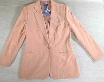 Vintage NWT Charter Club Silk Blazer Tan Single Button Professional Jacket  Sz 6