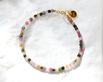 Toermalijn armband 2 mm • kleurrijke toermalijn • delicate edelsteen armband • sierlijke armband van natuursteen • minimalistische sieraden