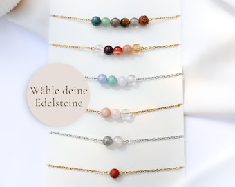 Bracciale dei desideri con pietre preziose • Delicato braccialetto in oro o argento • Bracciale personalizzato • Bracciale con pietre preziose • Regalo per la fidanzata